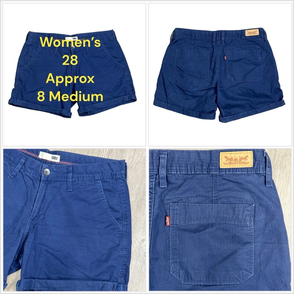 Women’s Levi’s 28 10 Medium Shorts Chino Khakis Khaki Rolled Hem Twill 5 Pocket